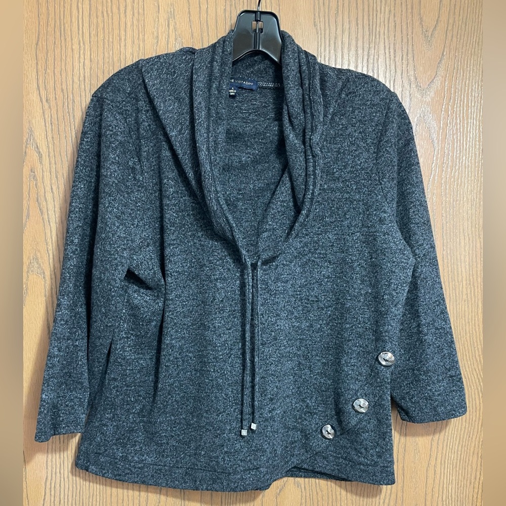 Adrienne Vittadini Charcoal Grey Cowl Neck Sweater